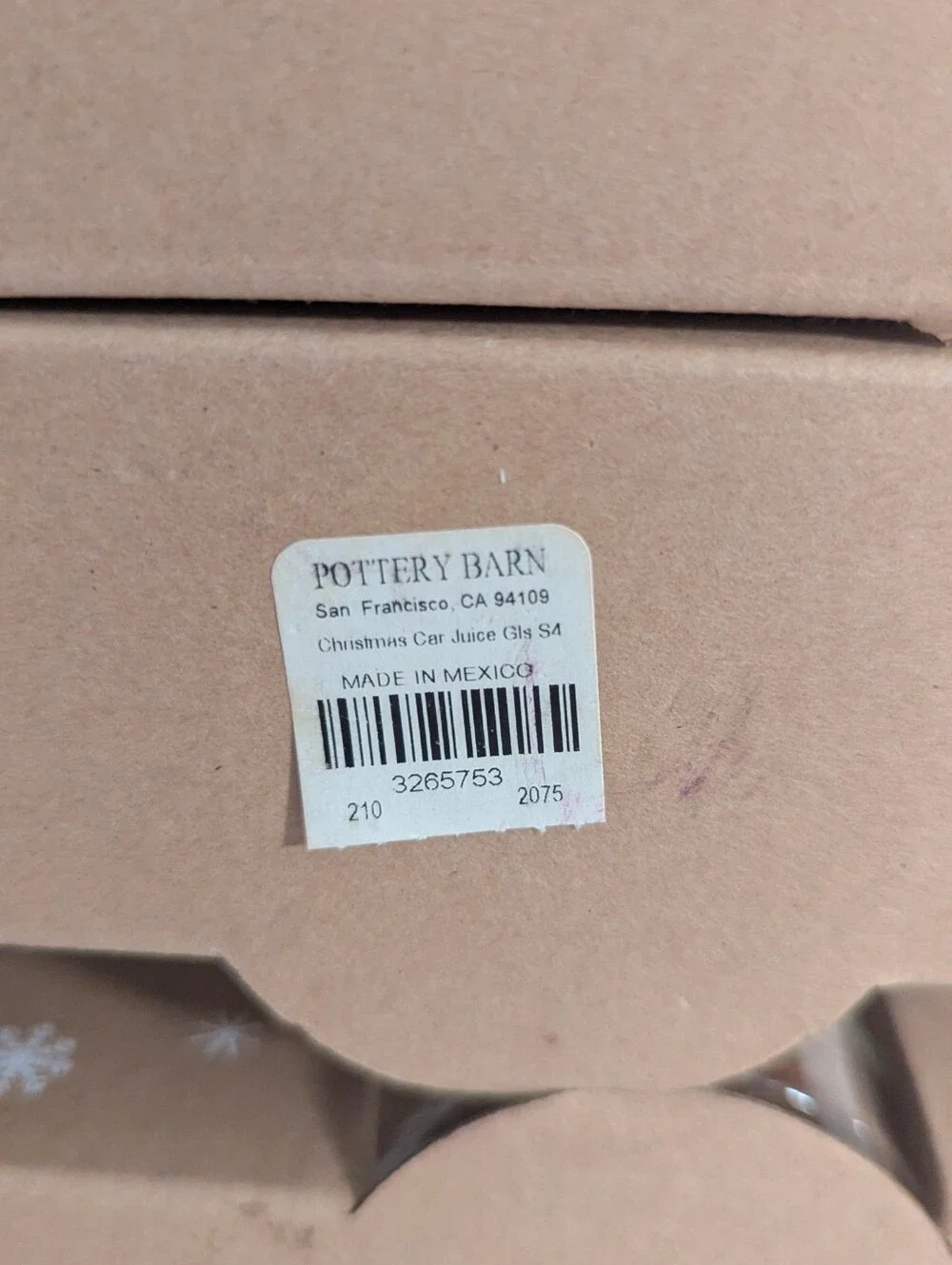 Pottery Barn juice glasses Set of 8 Christmas Car woody Crisa signed NIB